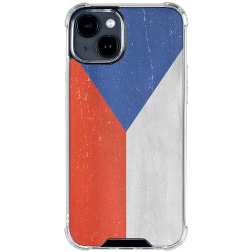 Czech Republic Flag Distressed iPhone 15 Clear Case